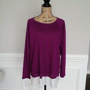 INC International Concepts Women's Faux-Layered Sweater 2X Purple